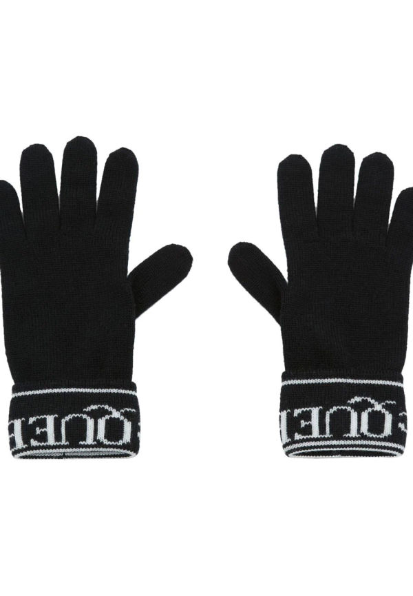Alexander McQueen intarsiastickade handskar med logotyp - Svart