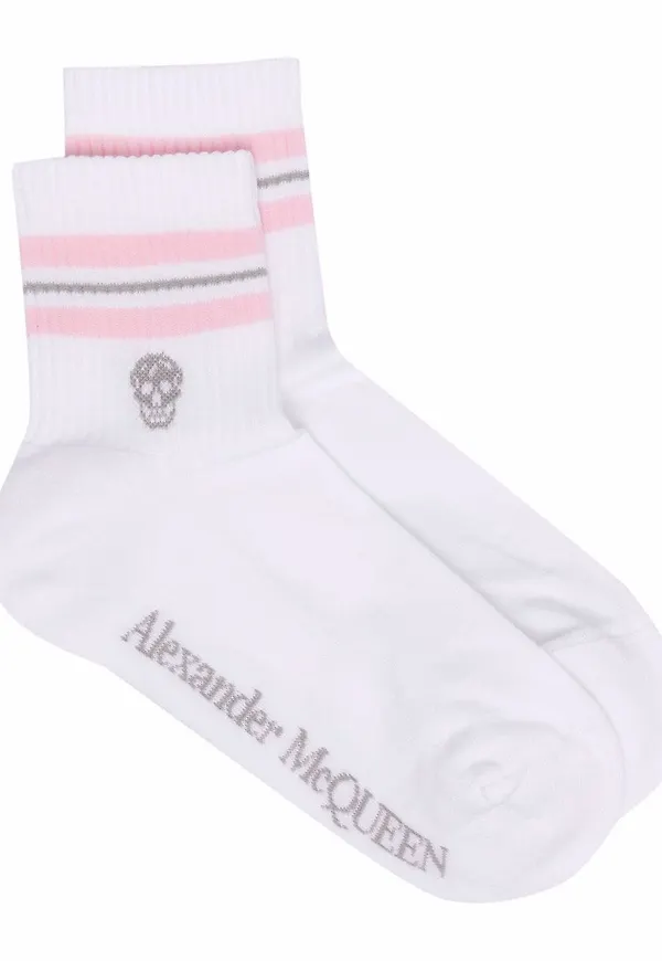 Alexander McQueen intarsiastickade strumpor - Vit