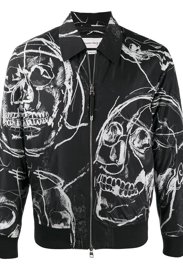 Alexander McQueen jacka med dödskalletryck - Svart