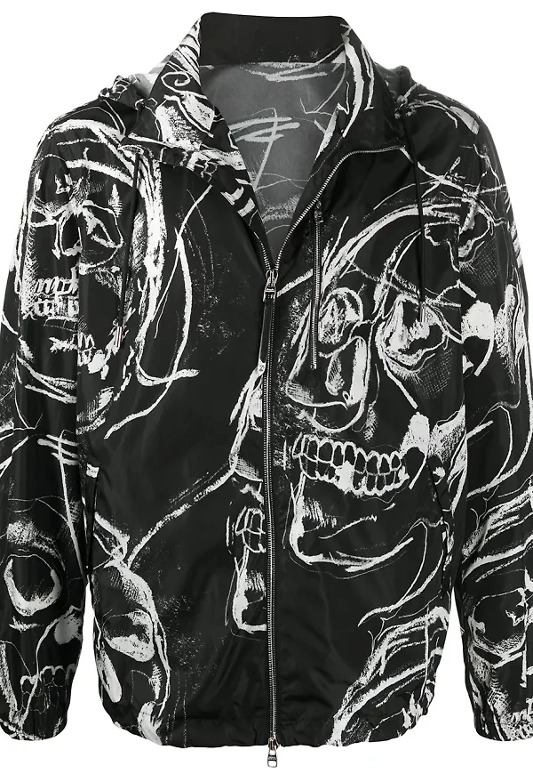 Alexander McQueen jacka med dödskalletryck - Svart