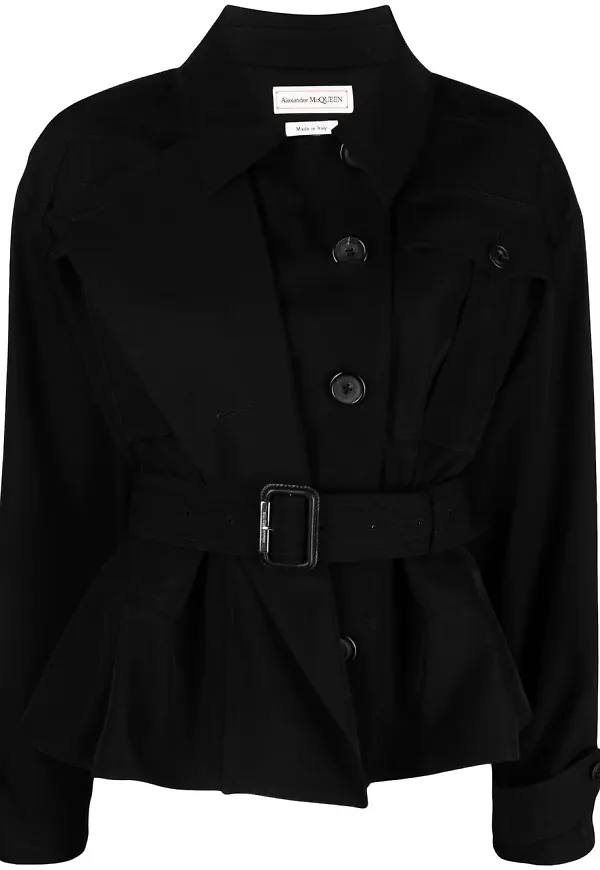 Alexander McQueen jacka med peplumfåll - Svart