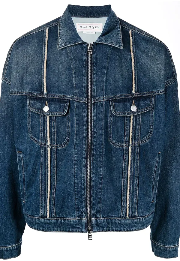 Alexander McQueen jeansjacka med dragkedja - Blå