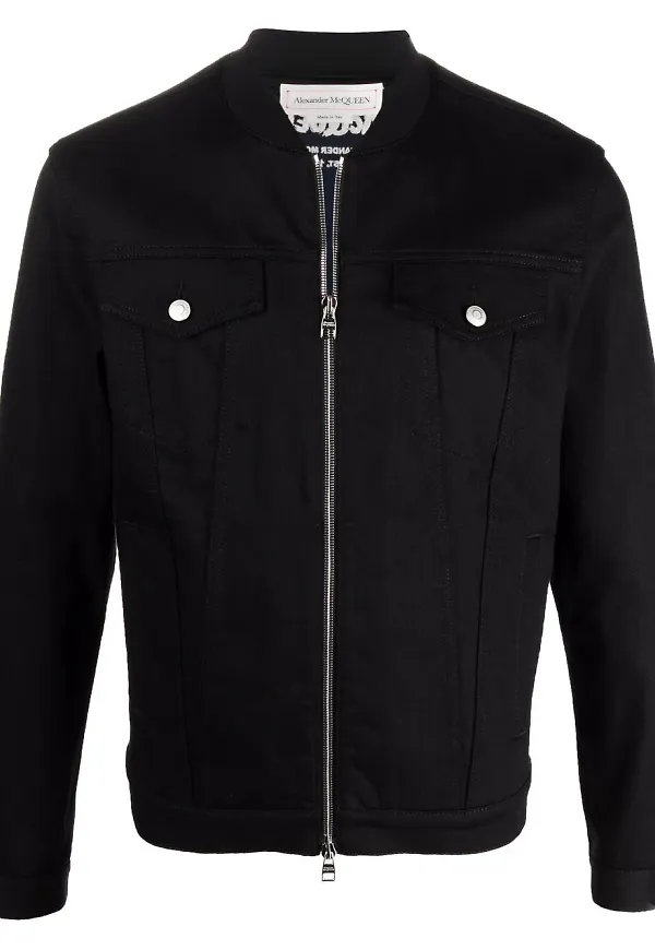 Alexander McQueen jeansjacka med dragkedja - Svart