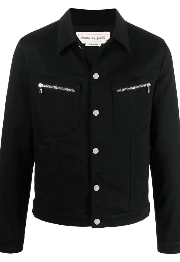 Alexander McQueen jeansjacka med dragkedja - Svart