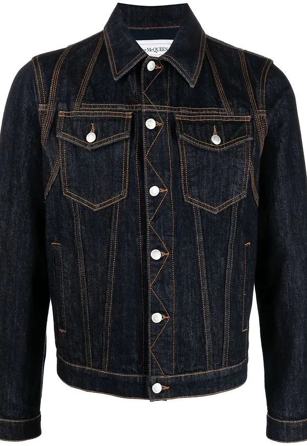 Alexander McQueen jeansjacka med knäppning - Blå
