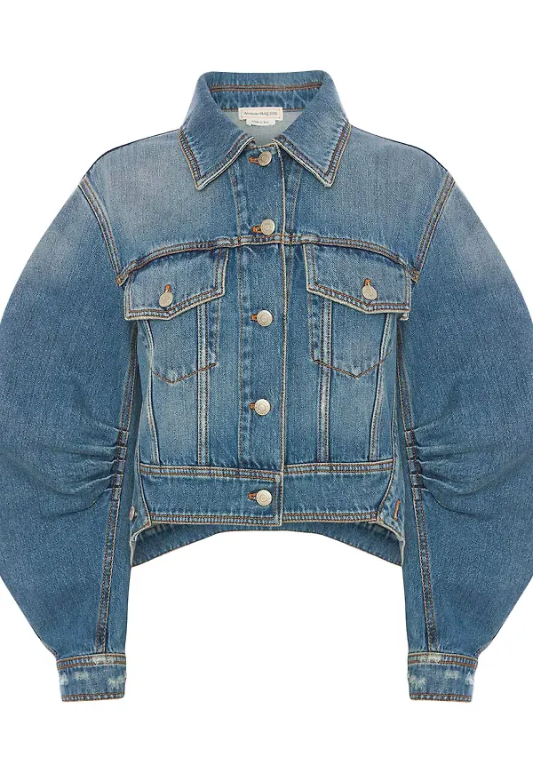 Alexander McQueen jeansjacka med kokongärm - Blå