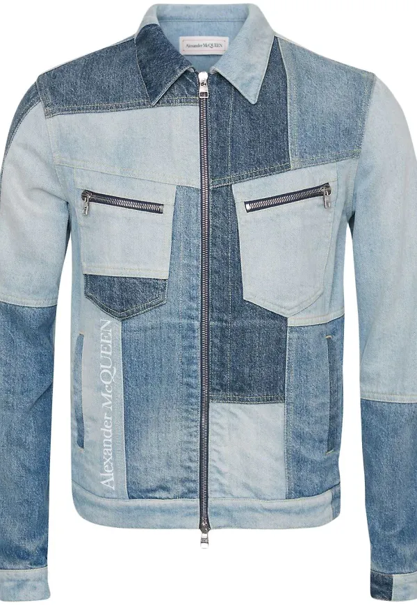 Alexander McQueen jeansjacka med lappdesign - Blå