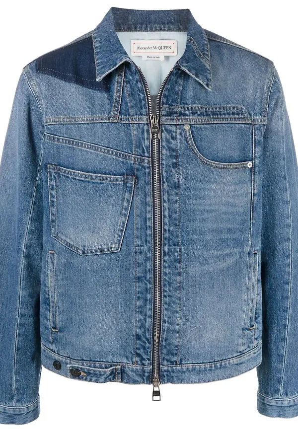 Alexander McQueen jeansjacka med panel - Blå