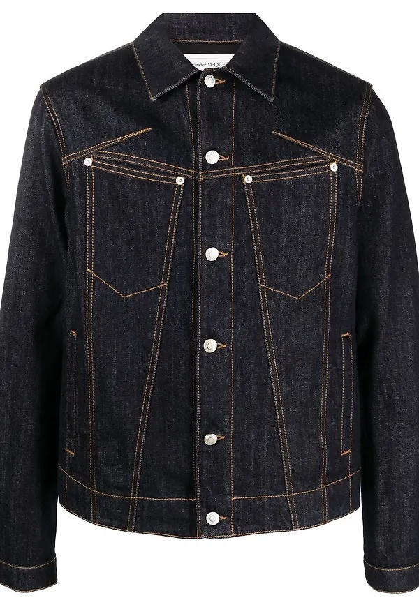 Alexander McQueen jeansjacka med remdetalj - Blå