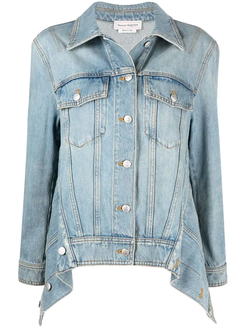 Alexander McQueen jeansjacka med tryck - Blå