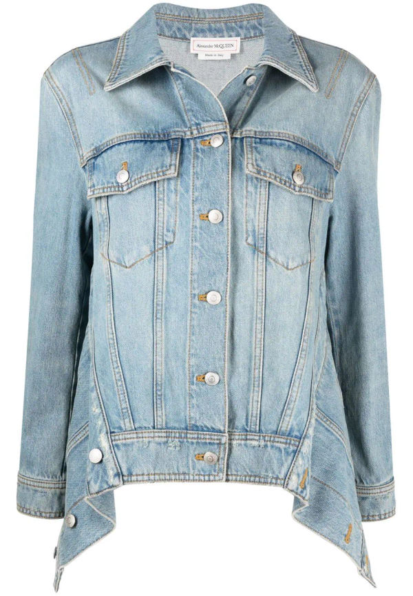 Alexander McQueen jeansjacka med tryck - Blå