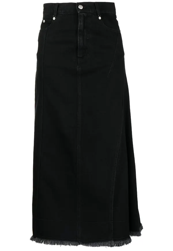 Alexander McQueen jeanskjol med sidoslits - Svart