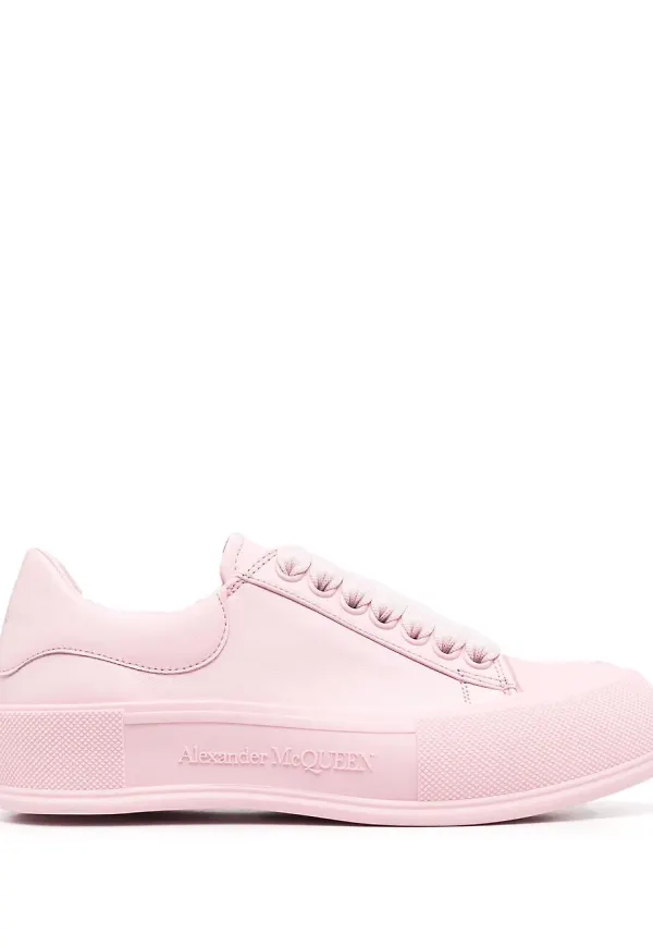 Alexander McQueen Joey låga lädersneakers - Rosa