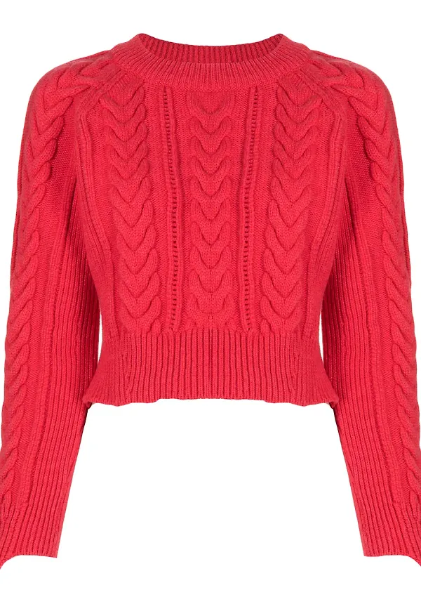 Alexander McQueen kabelstickad tröja - Röd