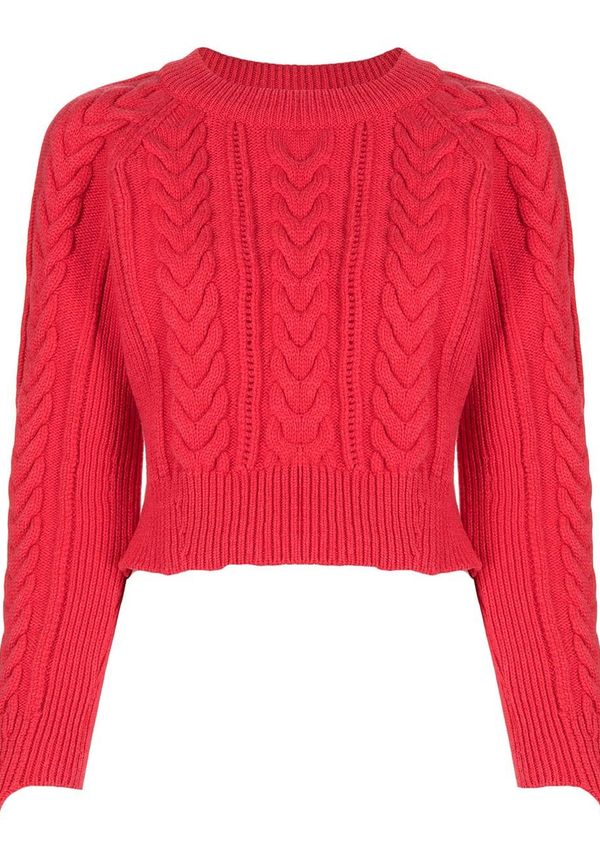 Alexander McQueen kabelstickad tröja - Röd
