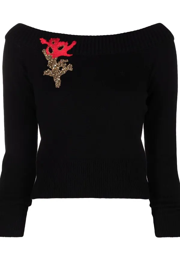 Alexander McQueen kashmirtröja med strass - Svart