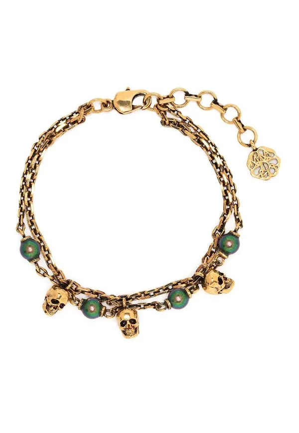 Alexander McQueen kedjearmband med dödskalle - Guldfärgad