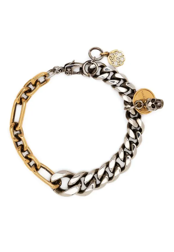 Alexander McQueen kedjearmband med dödskalle - Silverfärgad