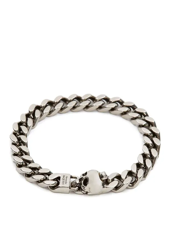Alexander McQueen kedjearmband med dödskalle - Silverfärgad