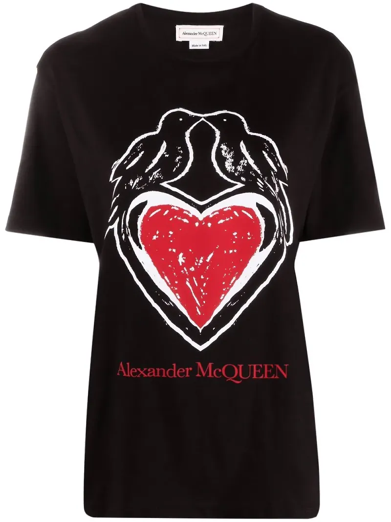 Alexander McQueen Kissing Birds t-shirt - Svart