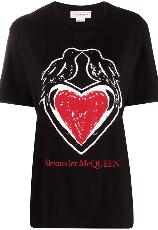 Alexander McQueen Kissing Birds t-shirt - Svart