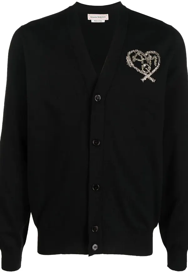 Alexander McQueen kofta med brodyr - Svart