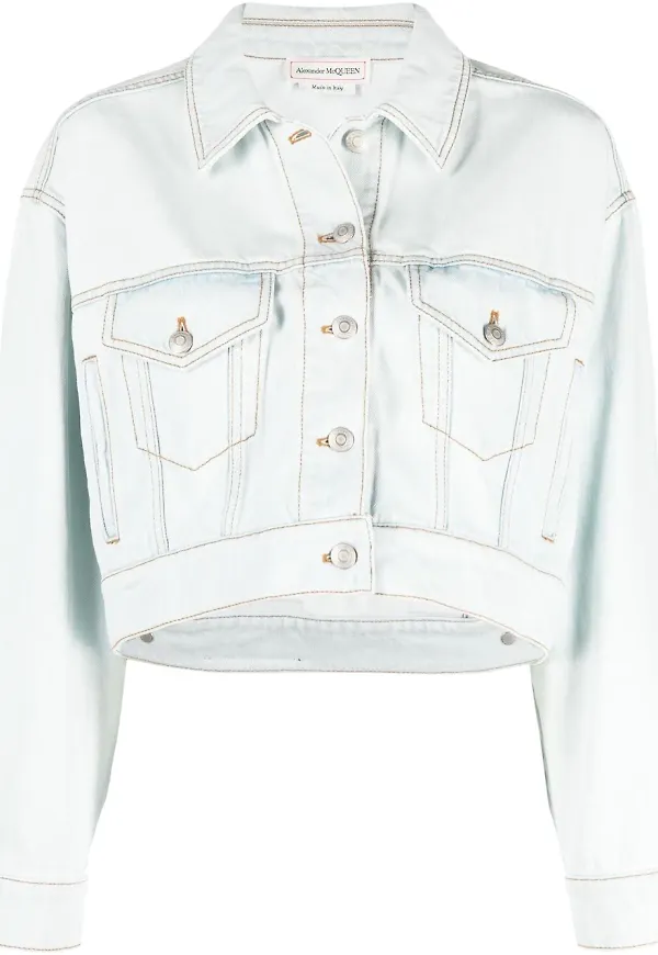 Alexander McQueen kort jeansjacka - Blå