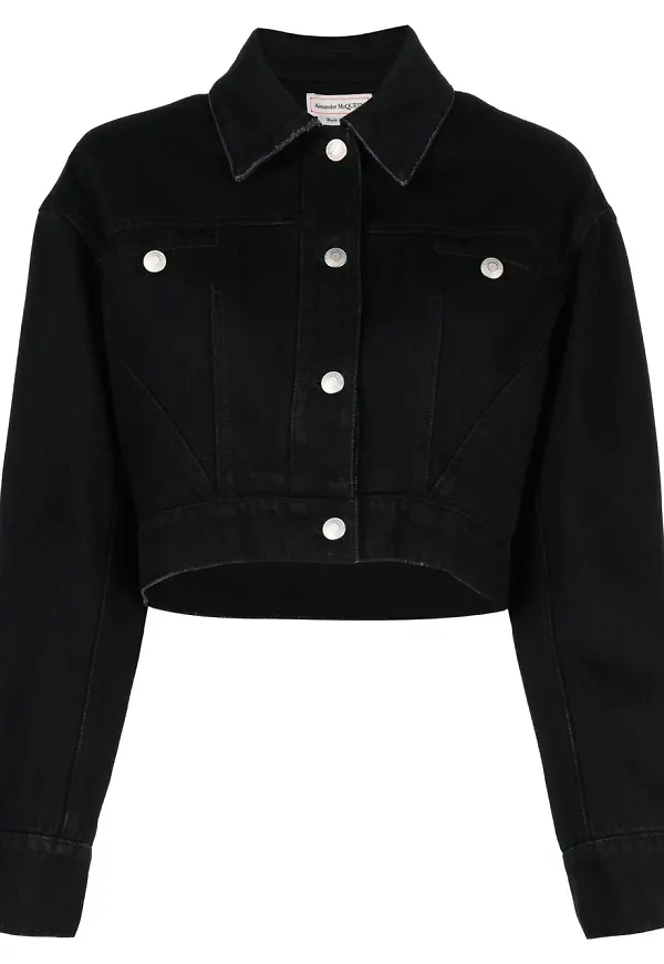 Alexander McQueen kort jeansjacka - Svart