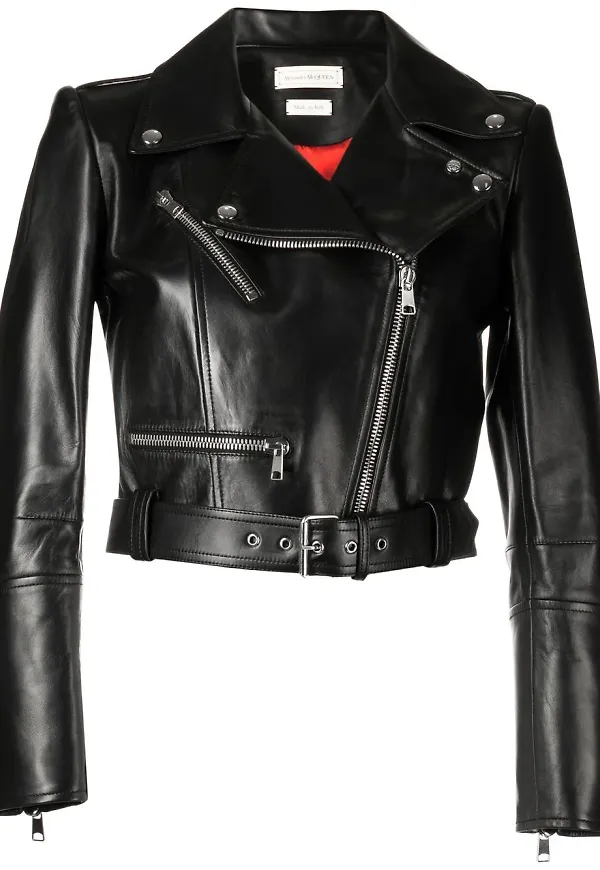 Alexander McQueen kort skinnjacka - Svart
