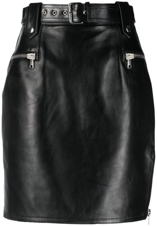 Alexander McQueen kort skinnkjol med hög midja - Svart