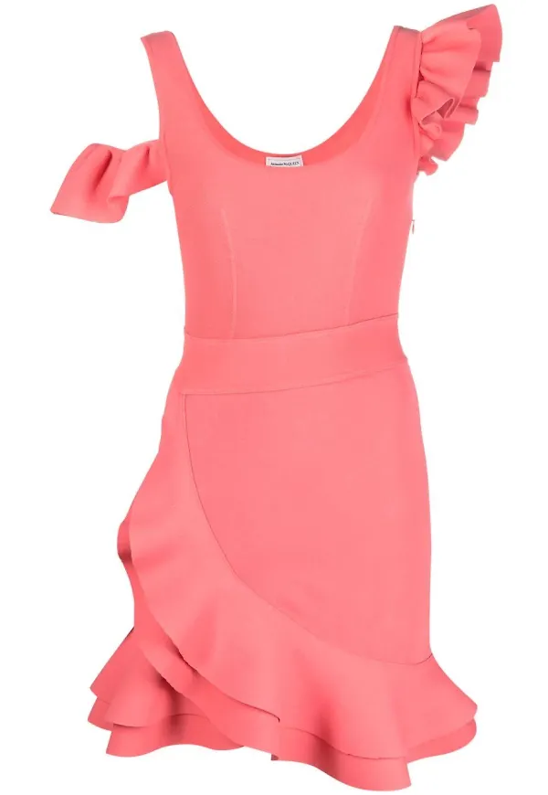 Alexander McQueen kort volangklänning - Rosa