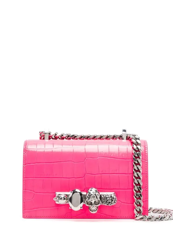 Alexander McQueen krokodilpräglad axelväska - Rosa