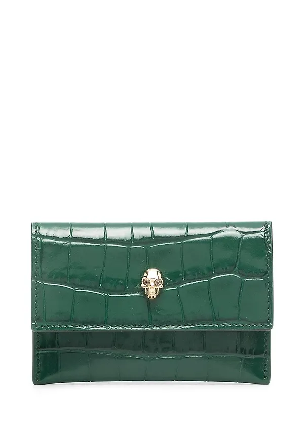 Alexander McQueen krokodilpräglad korthållare - Grön