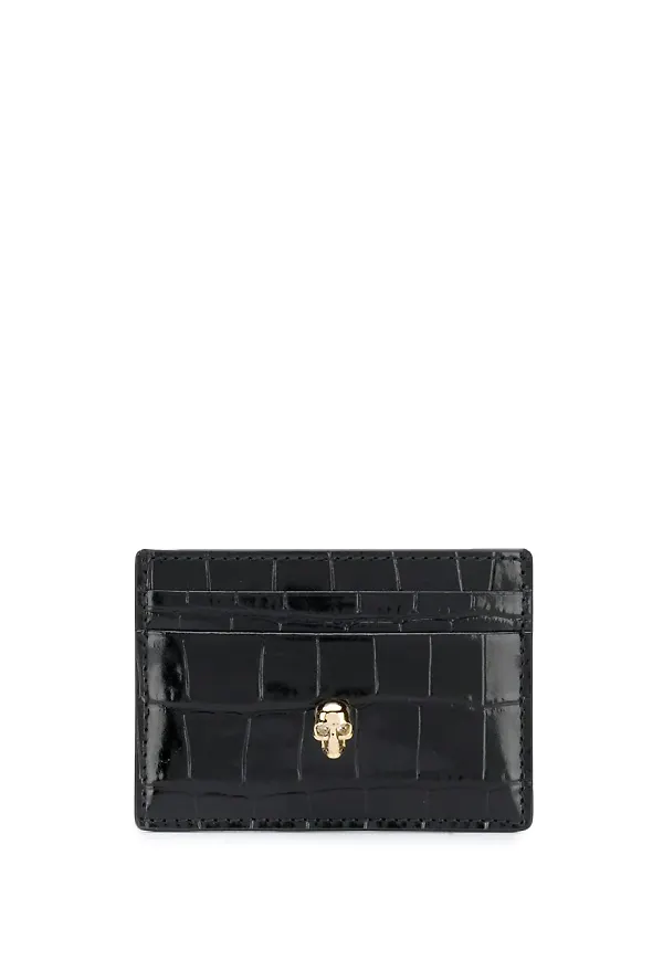 Alexander McQueen krokodilpräglad korthållare - Svart