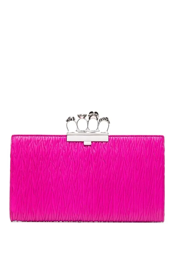 Alexander McQueen kuvertväska med fyra ringar - Rosa