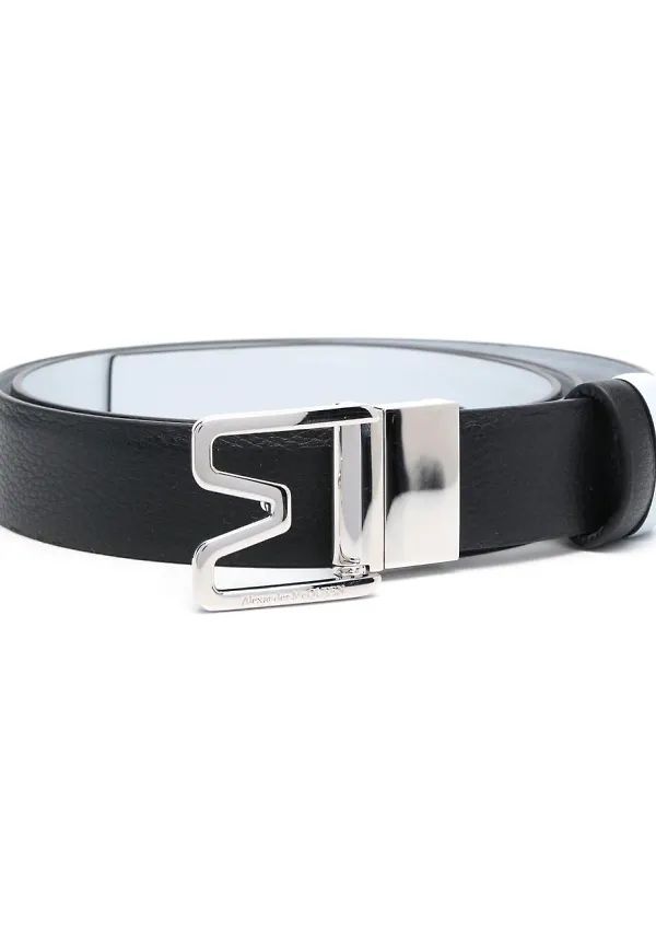 Alexander McQueen leather buckle belt - Svart
