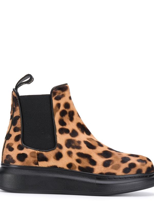 Alexander McQueen leopardmönstrade chelseaboots - Brun