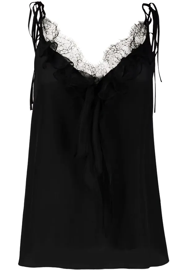 Alexander McQueen linne med spetskant - Svart