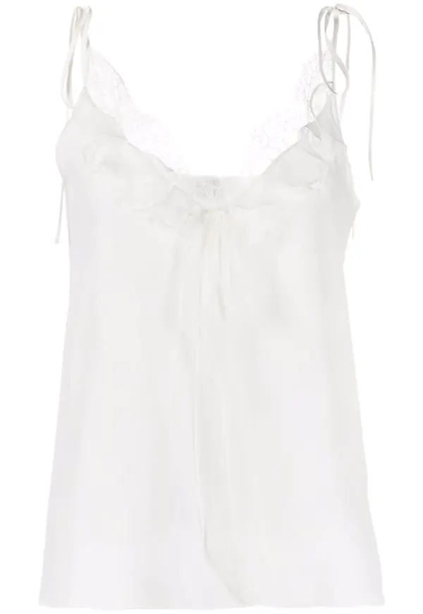 Alexander McQueen linne med spetskant - Vit