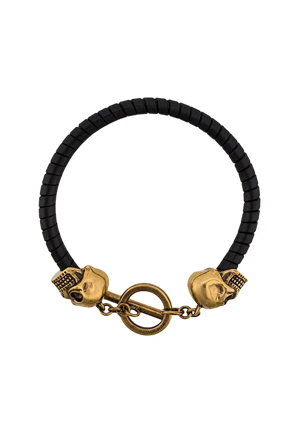Alexander McQueen läderarmband med dödskalle - Svart
