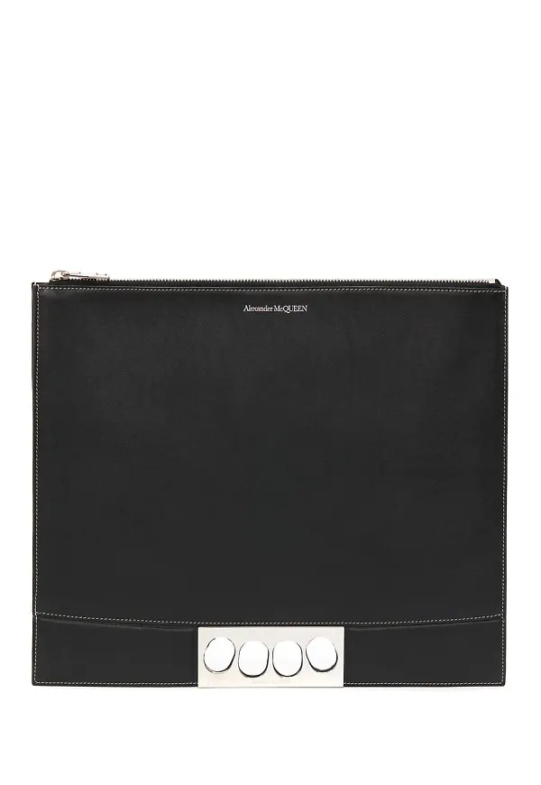 Alexander McQueen läderpouch med dragkedja - Svart