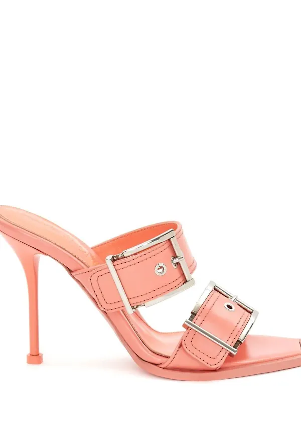 Alexander McQueen lädersandaler med dubbla spännen - Rosa