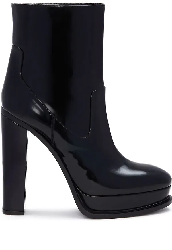 Alexander McQueen läderstövletter 120 mm - Svart