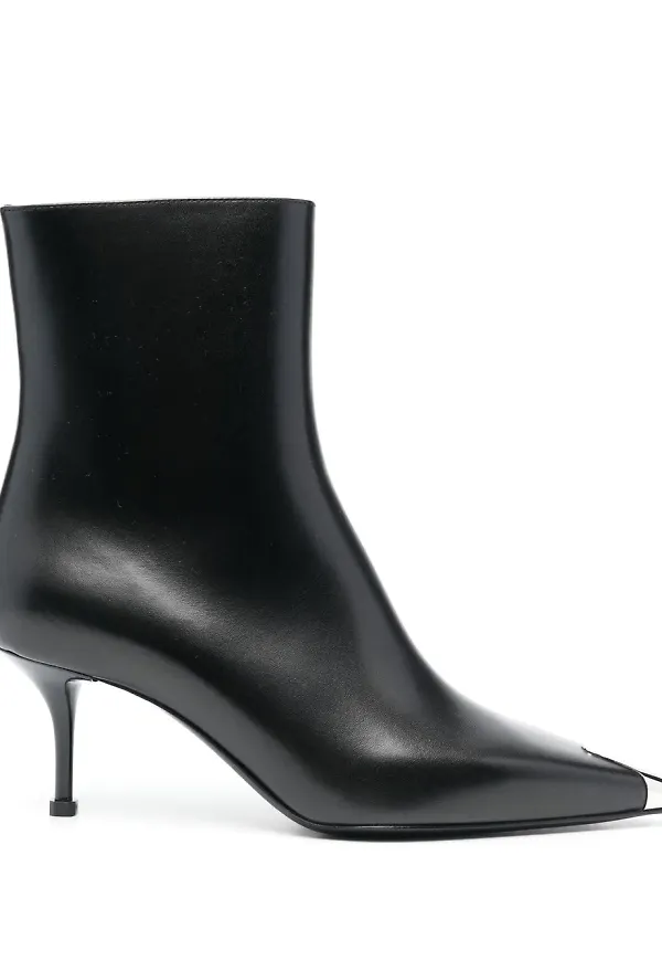 Alexander McQueen läderstövletter 70 mm - Svart