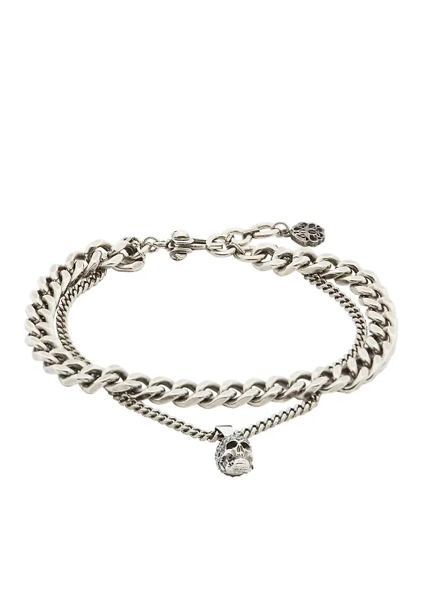 Alexander McQueen länkarmband med dödskalle - Silverfärgad