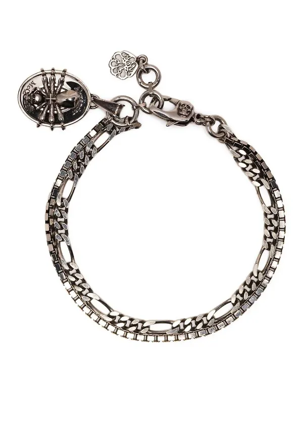 Alexander McQueen länkarmband med dödskalle - Silverfärgad