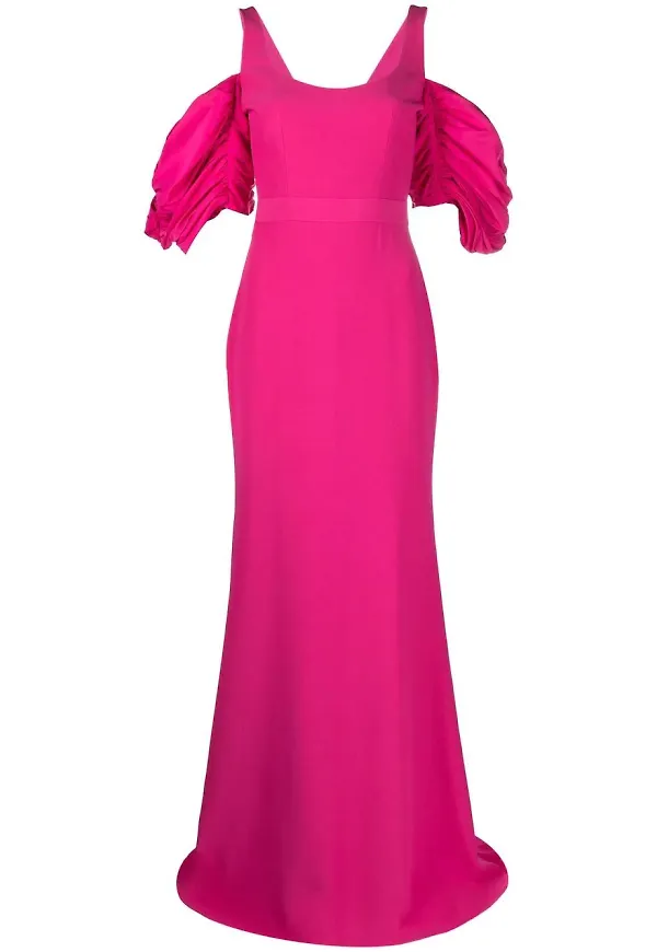 Alexander McQueen lång baraxlad aftonklänning - Rosa