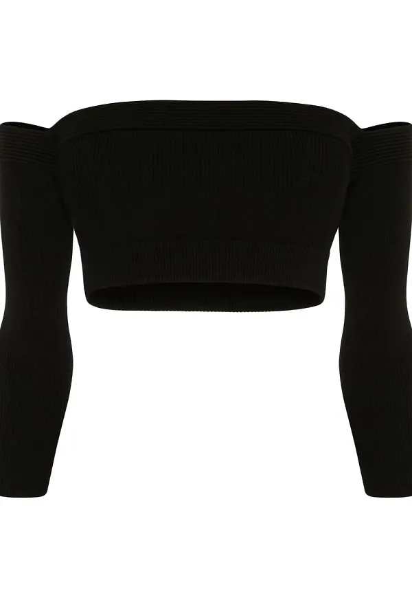 Alexander McQueen långärmad bandeau-topp - Svart