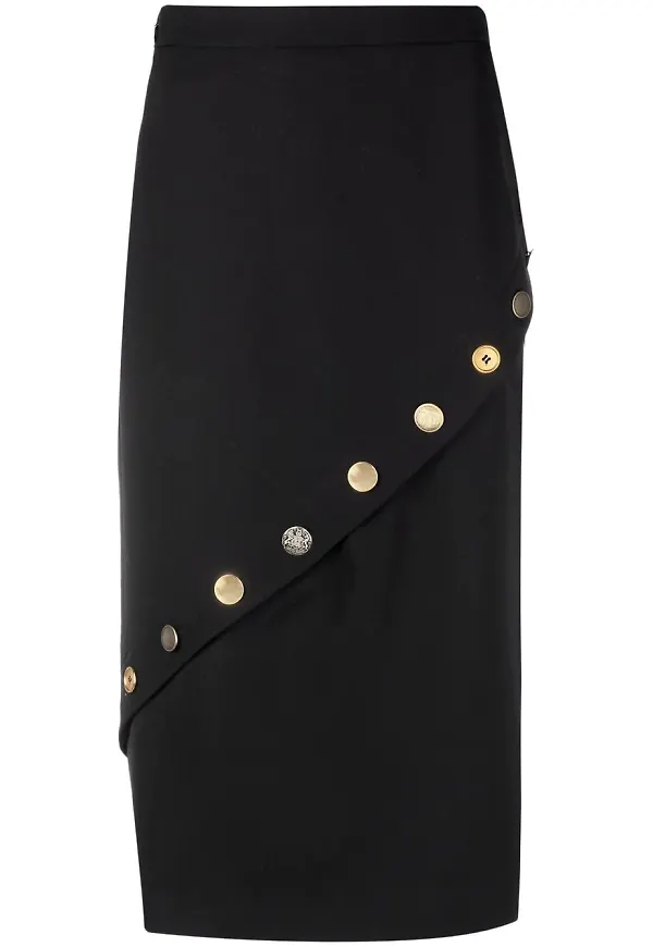 Alexander McQueen midikjol med knappar - Svart