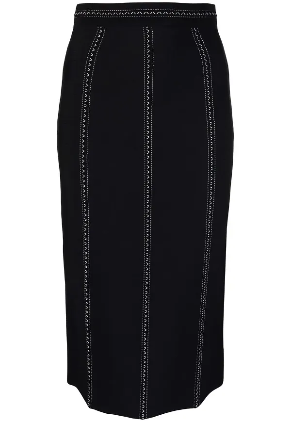 Alexander McQueen midikjol med kontrastsöm - Svart